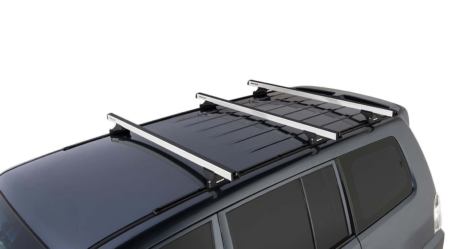 Heavy Duty RLTP Trackmount Silver 3 Bar Roof Rack - Stock Code: JA0759