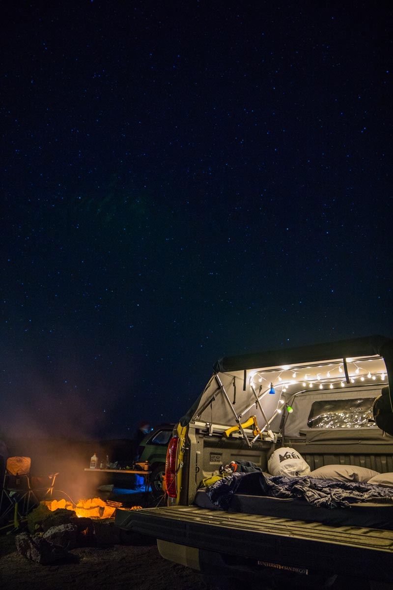 Camp fire under the stars