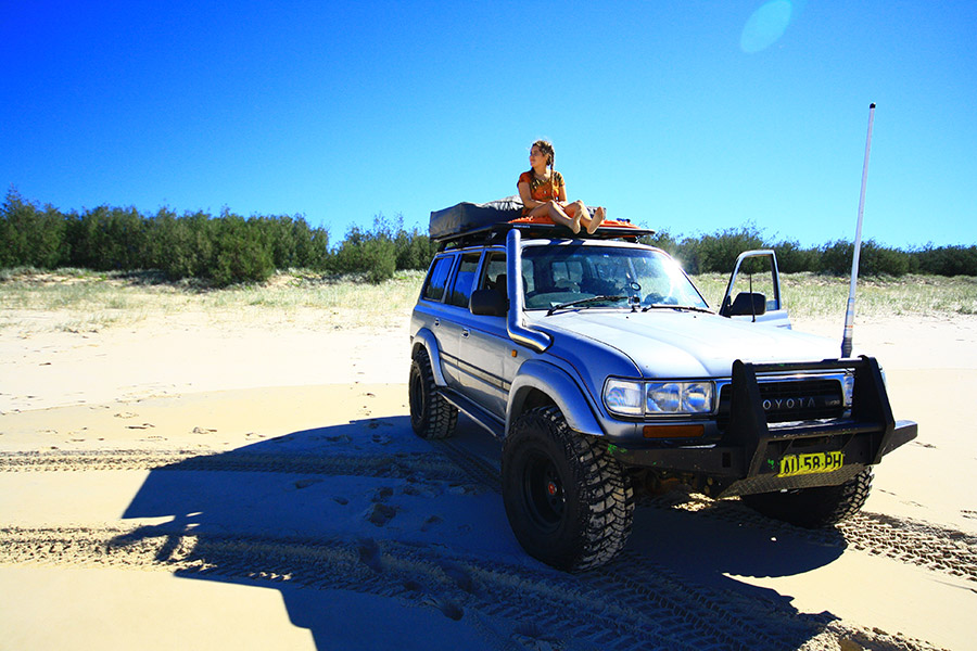 Chilling at the beach on the rhino-racks