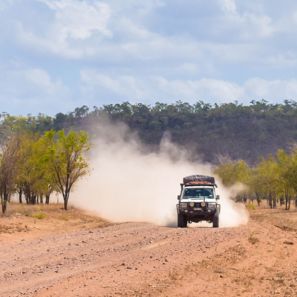 Trailing dust while off roading