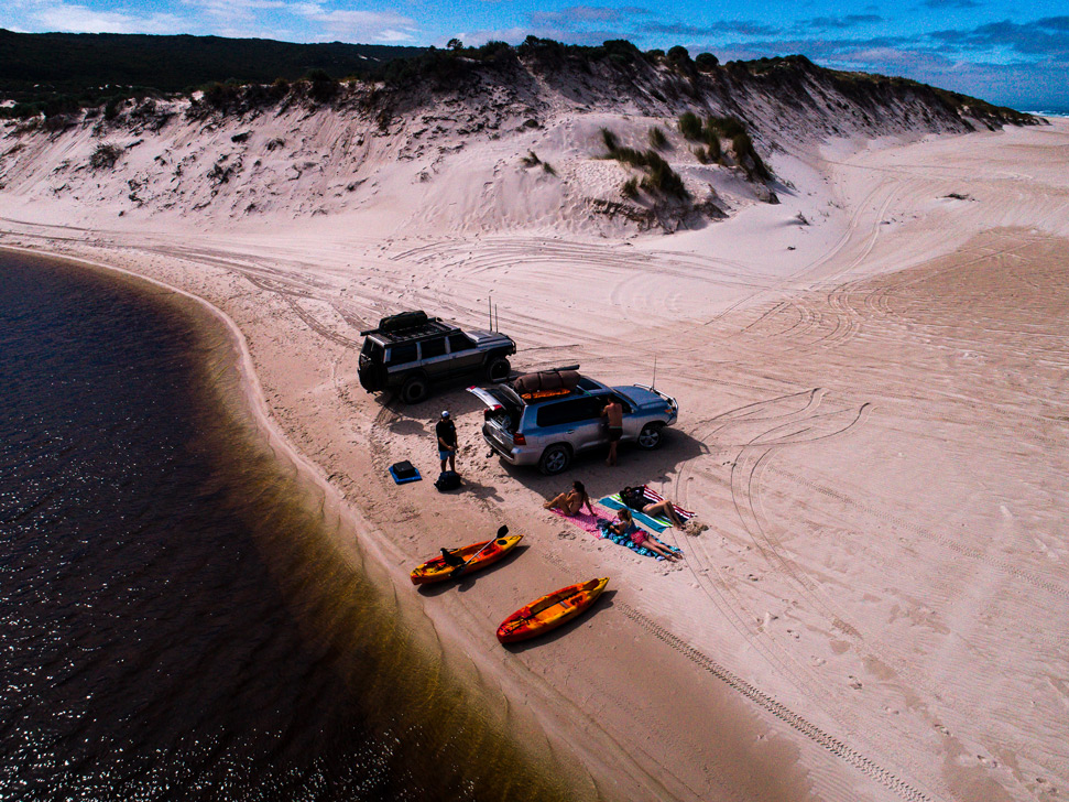 Blacksmiths Beach drone photography: Sun baking